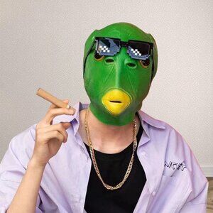 Funny Cosplay Costume Green Fish Head Mask Animal Unisex Carnival Party Headgear
